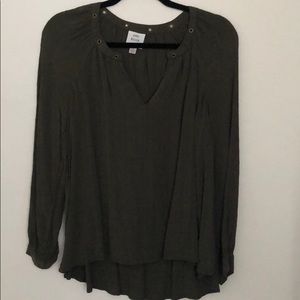 Green v neck blouse